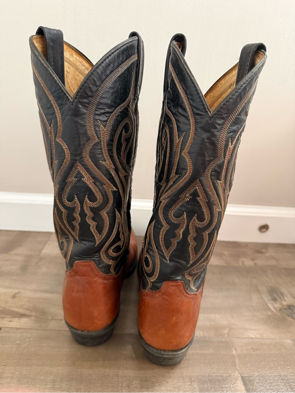 Tony Lama Cowboy Boots Men 9 Leather Style 6350 Brown Black READ Western - Picture 12 of 16